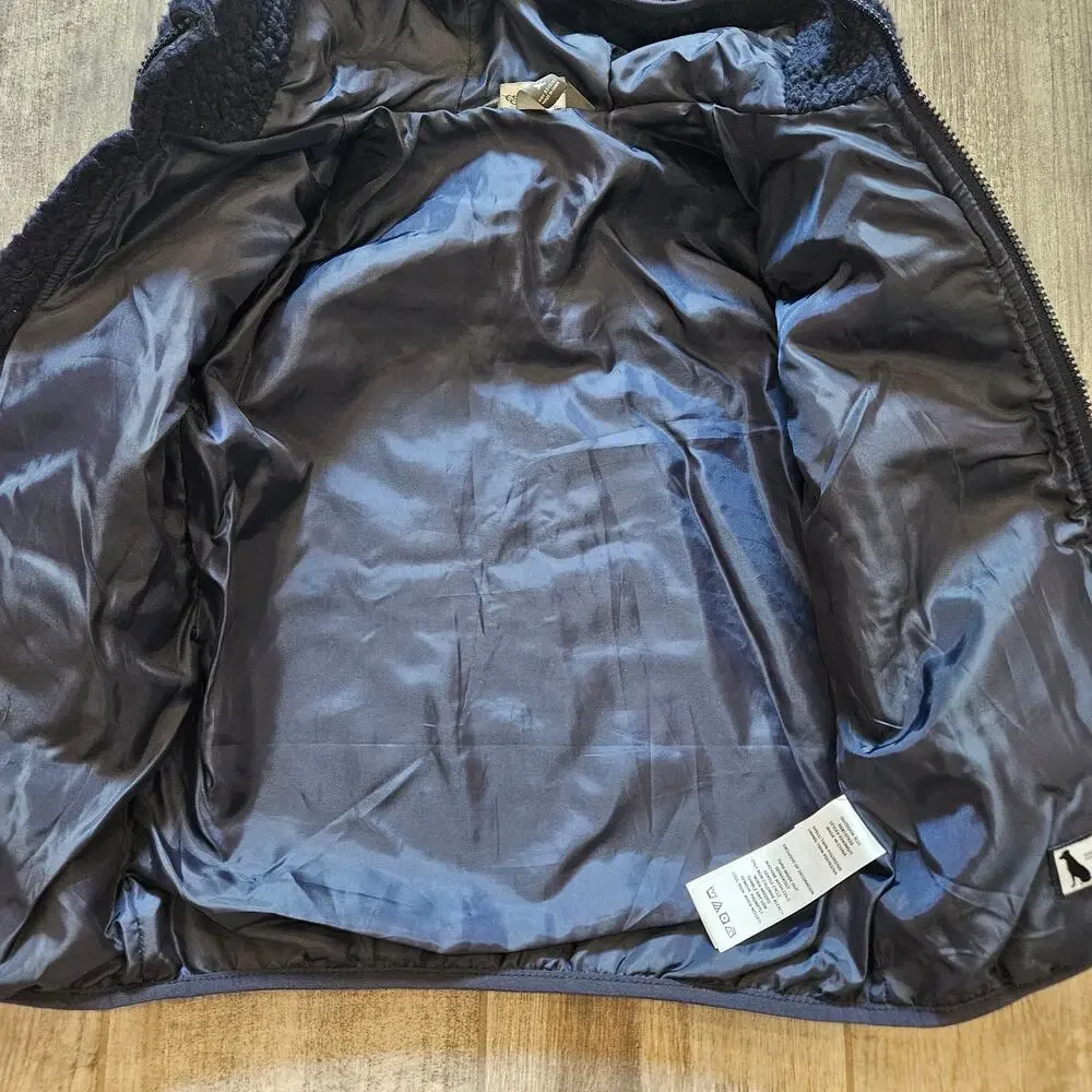 Eddie Bauer Kids Quest Plush Hooded Fleece‎ Jacket Boys XS 5/6 Navy Full Zip